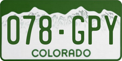 CO license plate 078GPY
