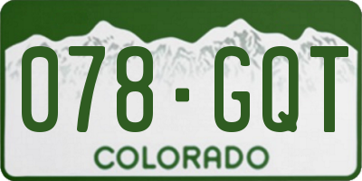 CO license plate 078GQT