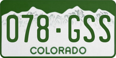 CO license plate 078GSS