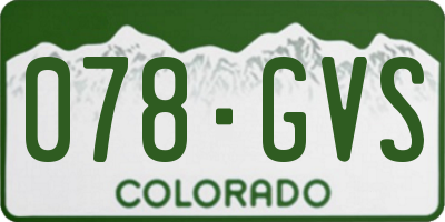 CO license plate 078GVS