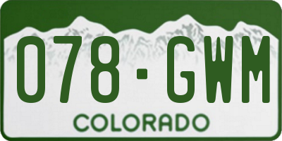 CO license plate 078GWM