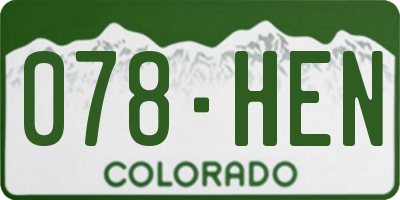 CO license plate 078HEN