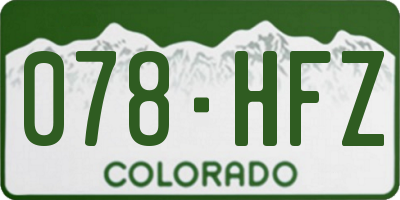 CO license plate 078HFZ