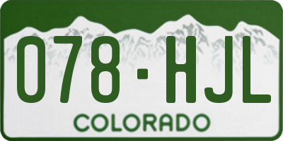 CO license plate 078HJL