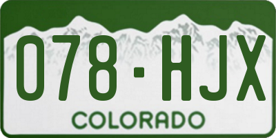 CO license plate 078HJX