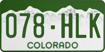 CO license plate 078HLK