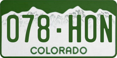 CO license plate 078HON