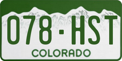 CO license plate 078HST
