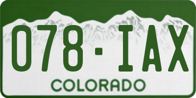CO license plate 078IAX