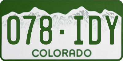 CO license plate 078IDY