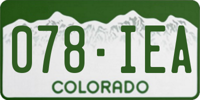 CO license plate 078IEA