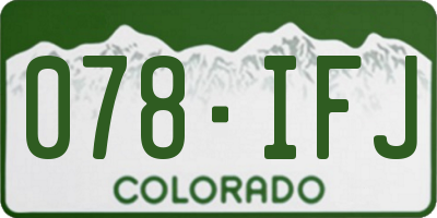 CO license plate 078IFJ
