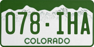 CO license plate 078IHA