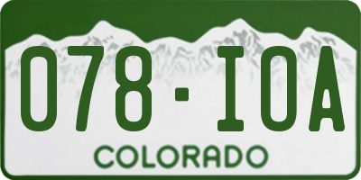 CO license plate 078IOA