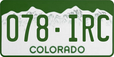 CO license plate 078IRC