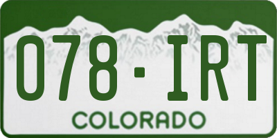 CO license plate 078IRT