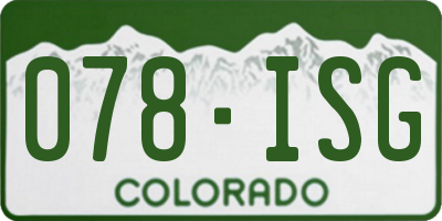 CO license plate 078ISG