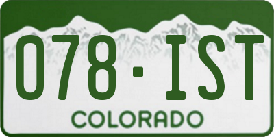 CO license plate 078IST
