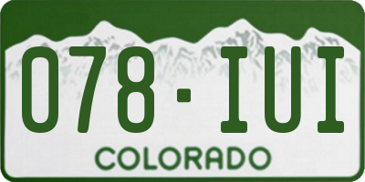 CO license plate 078IUI