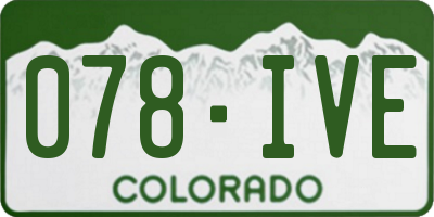 CO license plate 078IVE