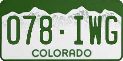 CO license plate 078IWG