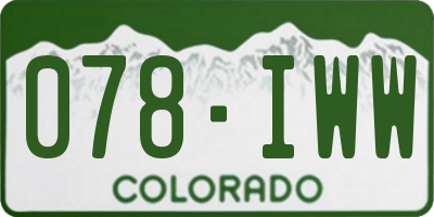 CO license plate 078IWW