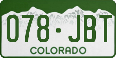 CO license plate 078JBT