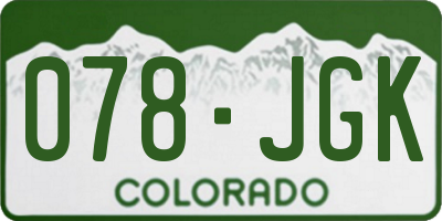 CO license plate 078JGK