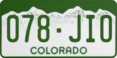 CO license plate 078JIO