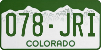 CO license plate 078JRI