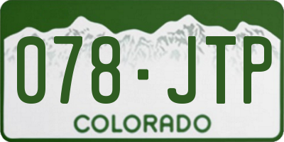 CO license plate 078JTP