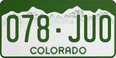 CO license plate 078JUO