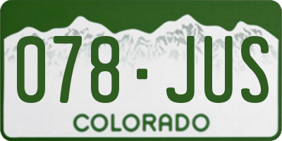 CO license plate 078JUS