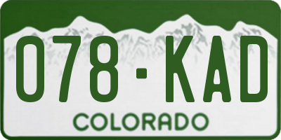 CO license plate 078KAD