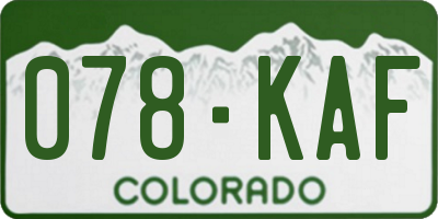 CO license plate 078KAF