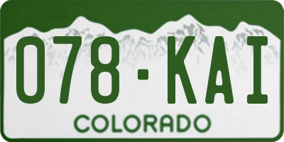 CO license plate 078KAI