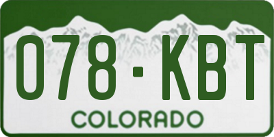 CO license plate 078KBT