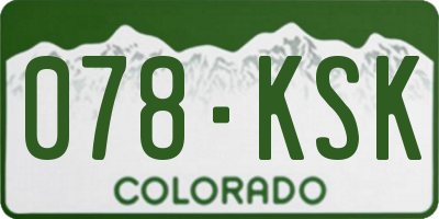 CO license plate 078KSK