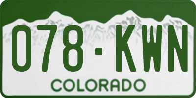 CO license plate 078KWN