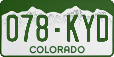CO license plate 078KYD