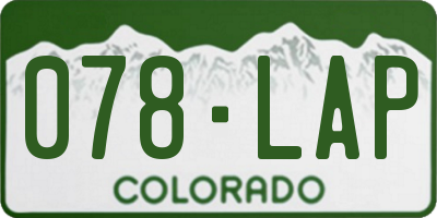 CO license plate 078LAP