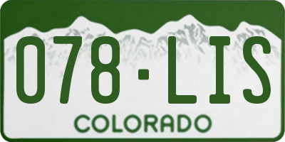 CO license plate 078LIS