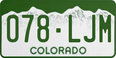 CO license plate 078LJM