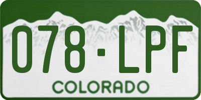 CO license plate 078LPF