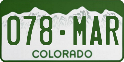 CO license plate 078MAR