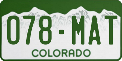 CO license plate 078MAT