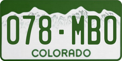 CO license plate 078MBO
