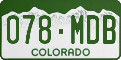 CO license plate 078MDB