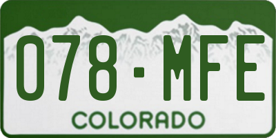 CO license plate 078MFE