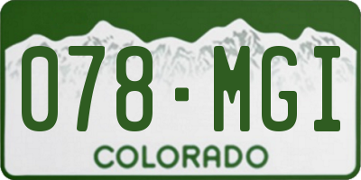 CO license plate 078MGI